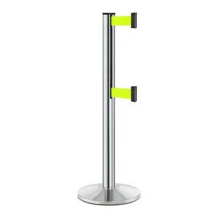 Lavi Industries Retractable Belt Barrier, Neon Yellow, 7 ft Length, 40 in Post Height 50-3000DL/CL/FY